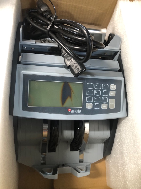 Photo 3 of **PARTS ONLY**
Cassida 5520 UV/MG - USA Money Counter with ValuCount, UV/MG/IR Counterfeit Detection, Add and Batch Modes - 