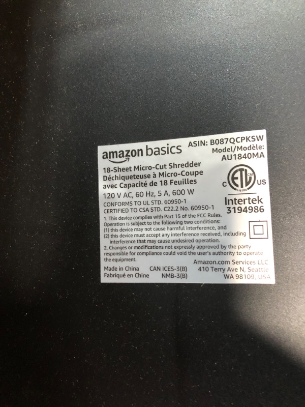 Photo 5 of (READ FULL POST) Amazon Basics 18 Sheet Micro Cut Paper, CD, and Credit Card Shredder, Black