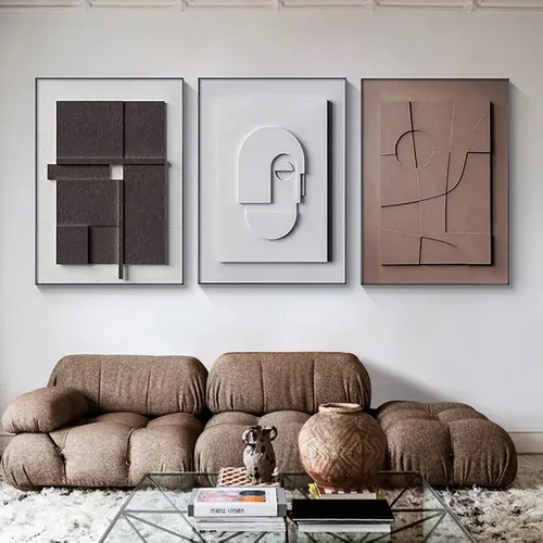 Photo 1 of (READ FULL POST) 3 Pieces Japandi Geometric Canvas Wall Art Painting