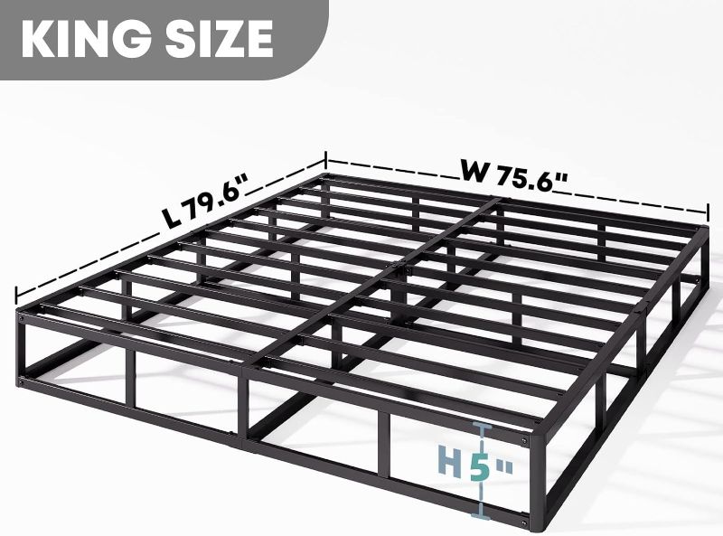 Photo 5 of (READ FULL POST) RLDVAY Box-Spring-King, 5 inch Low Profile King-Box-Spring Only, Heavy Duty Metal King Box Spring with Fabric Cover