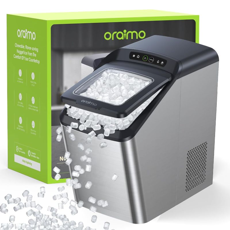 Photo 1 of (READ FULL POST) BLACK Oraimo Nugget Ice Maker, Ice Makers Countertop, 26 Lbs/Day Tooth-Friendly Chewable Ice with Self-Cleaning & Auto Water Refill, Sonic Pebble Ice Maker Machine for RV, Home and Kitchen