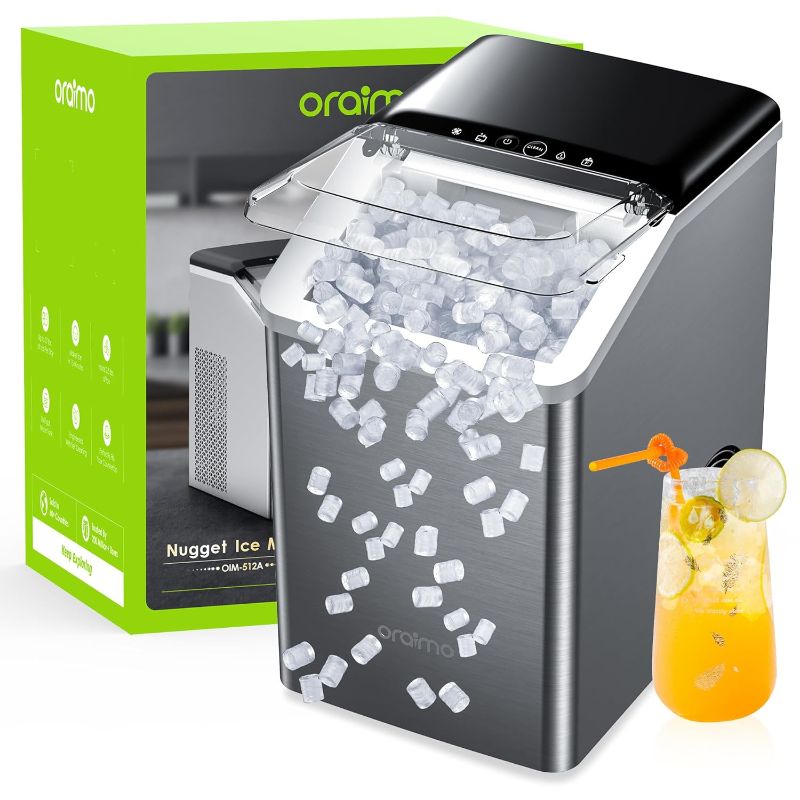 Photo 1 of **Stock Photo for Reference/White** Oraimo Nugget Ice Maker, Ice Makers Countertop, 26 Lbs/Day Tooth-Friendly Chewable Ice with Self-Cleaning & Auto Water Refill, Sonic Pebble Ice Maker Machine for RV, Home and Kitchen