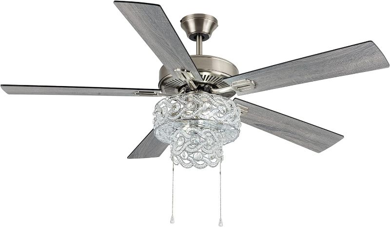 Photo 1 of **Stock Photo For Reference/ See Pictures** 52 Inch Tiered LED Crystal Ceiling Fan with Lights - Chandelier Ceiling Fans with Lights - Elegant Glam Ceiling Fan - Dining Room Light Fixture for Room Decor