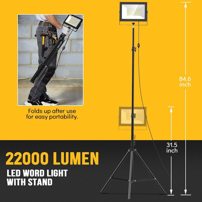 Photo 4 of (READ FULL POST) Rechargeable Led Work Light with Stand: 2 Set 22000 Lumen 200W 