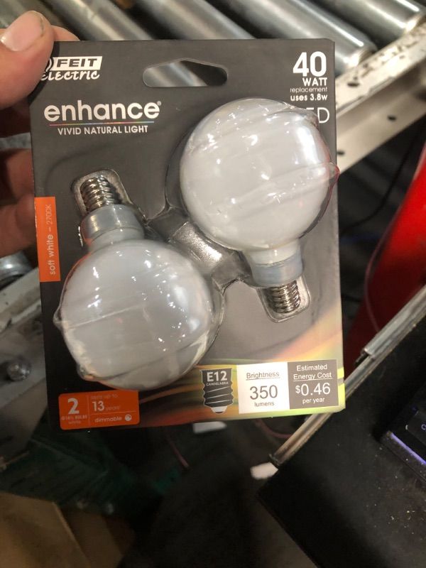 Photo 2 of 40-Watt Equivalent G16.5 Dimmable Filament CEC White Globe E12 Candelabra LED Light Bulb, Soft White 2700K 6 PACK