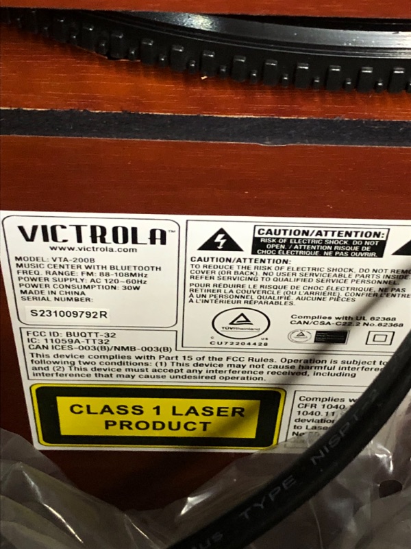 Photo 2 of **READ NOTES**Victrola Nostalgic 6-in-1 Bluetooth Record Player & Multimedia Center with Built-in Speakers - 3-Speed Turntable, CD & Cassette Player, FM Radio | Wireless Music Streaming | Mahogany