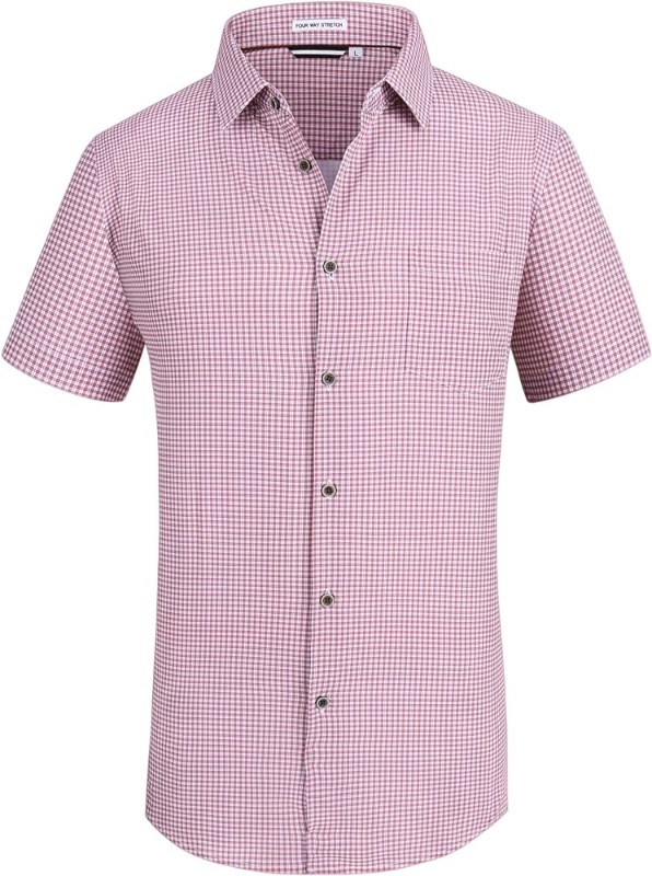 Photo 1 of Alex Vando Mens Button Down Shirts Wrinkle Free 4-Way Stretch Short Sleeve Business Casual Shirt XL