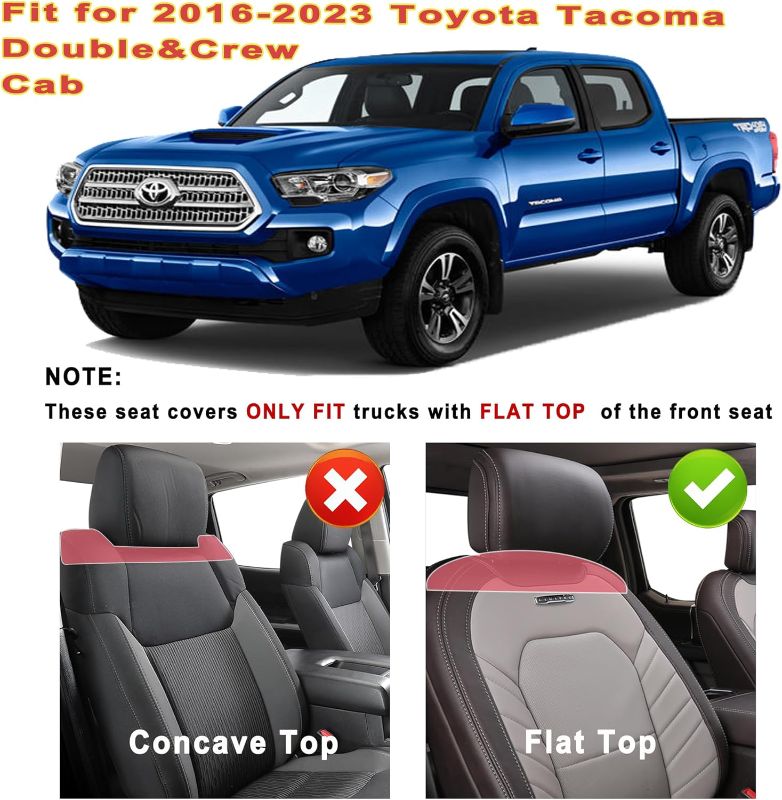 Photo 3 of (READ FULL POST) Seat Covers Custom Fit for Toyota Tacoma 2016-2023 2022 2021, Full Coverage Leather Seat Cover for Double/Crew Cab SR, SR5, Limited, TRD Pro,TRD Sport,TRD Off-Road(Full Set/Black&White)
