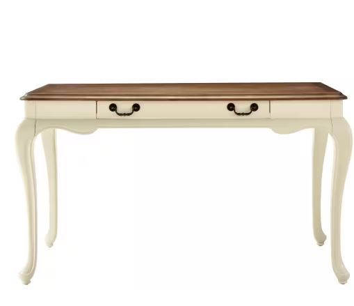 Photo 1 of **STOCK PHOTO DOES NOT COME WITH TABLE TOP JUST LEGS** Provence Ivory Writing Desk with Ash Brown Top 54 
