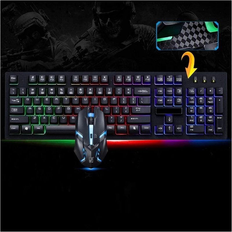 Photo 1 of Gaming Keyboard, Wired Rainbow Backlit Keyboard, Ergonomic Standard Keyboard for Desktop, Computer and PC