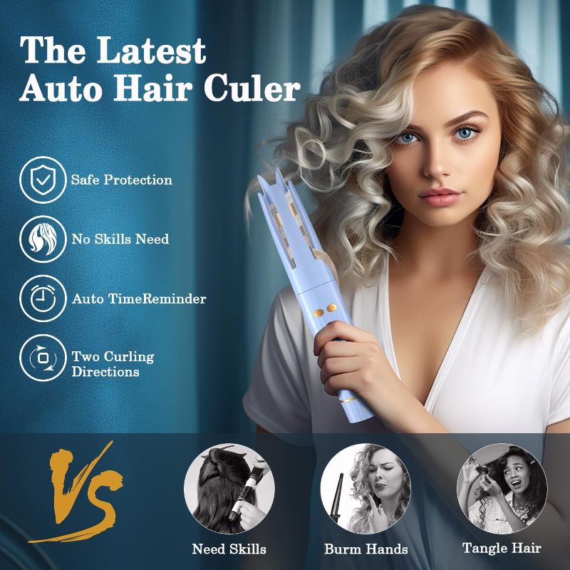 Photo 3 of (READ FULL POST) Automatic Hair Curler, Sheermate Cordless Auto Curling Iron Wand with 1" Large Rotating Barrel and 4 Temperatures LCD Display, Dual Voltage Rotating Curling Iron
