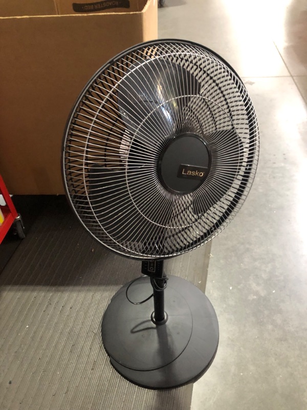 Photo 1 of ***NONREFUNDABLE - NOT FUNCTIONAL - FOR PARTS ONLY - SEE COMMENTS***
Lasko S16612 Oscillating 16? Adjustable Pedestal Stand Fan with Timer, Thermostat and Remote for Indoor, Bedroom,  