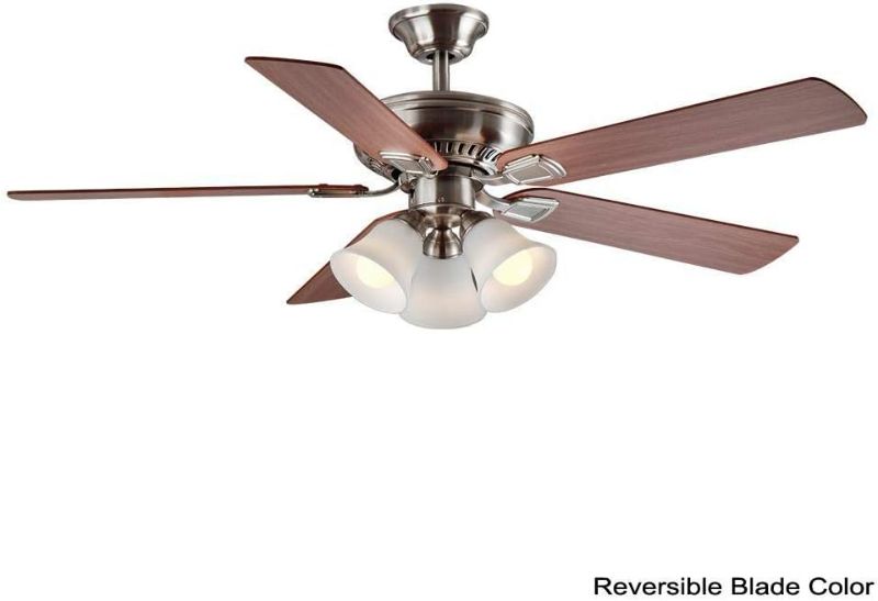 Photo 1 of ***APPEARS TO BE MISSING LIGHT FIXTURE PIECE***
Campbell 52 in. Indoor LED Brushed Nickel Ceiling Fan