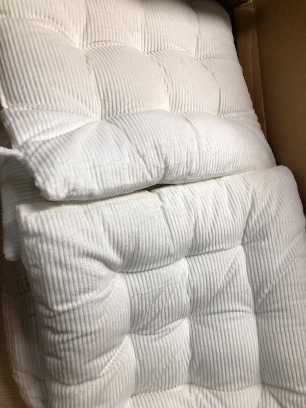 Photo 2 of  Chair Cushion with Ties Ultra Soft Warm Floor Cushion Comfortable Square Seat Cushion for Adult 15.7”x15.7” Set of 6, White
