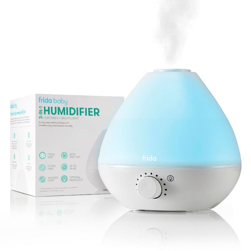 Photo 1 of Frida Baby 3-in-1 Cool Mist Humidifier for Baby with Diffuser + Nightlight, Baby Humidifier for Bedroom, Nursery + Large Rooms, Quiet, Auto Shut Off, Runs +24hrs