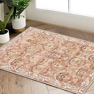 Photo 1 of ***STOCK IMAGE FOR REFERENCE ONLY***
jinchan Area Rug 2x3 Washable Rug Entryway Rug Doormat Vintage Floral Indoor Entrance Soft Rug Retro Distressed Brick Red Multi Carpet Country Boho Rug Non Slip Bathroom Kitchen Bedroom