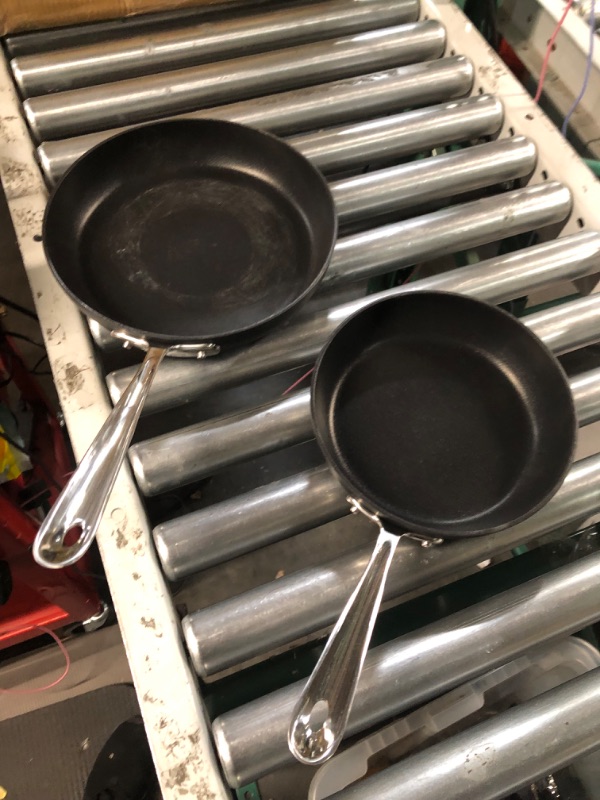 Photo 4 of **DIRTY, USED MINOR SCRATCHES**All-Clad HA1 Hard Anodized Nonstick 2 Piece Fry Pan Set 10, 12 Inch Induction Pots and Pans, Cookware Black 2-Piece 10-Inch and 12-Inch