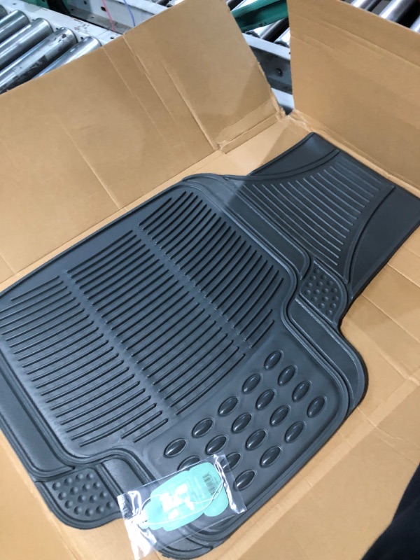 Photo 2 of FH Group Car Floor Mats - Heavy-Duty Rubber Floor Mats for Cars, Universal Fit Rear Set, Trimmable Automotive Floor Mats, ClimaProof Floor Mats For Most Sedan, SUV, Truck Floor Mats Gray Gray - Rear Set