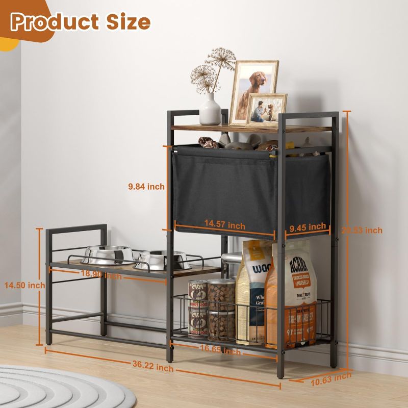 Photo 1 of (READ FULL POST) Elevated Dog Bowls, Raised Dog Bowl Stand with Dog Toy Bin Basket Dog Food and Water Bowl Feeding Station, Lifted Tall Dog Bowl Holder Cabinet with Pet Storage Organizer for Large Medium Small Dogs1025420917
