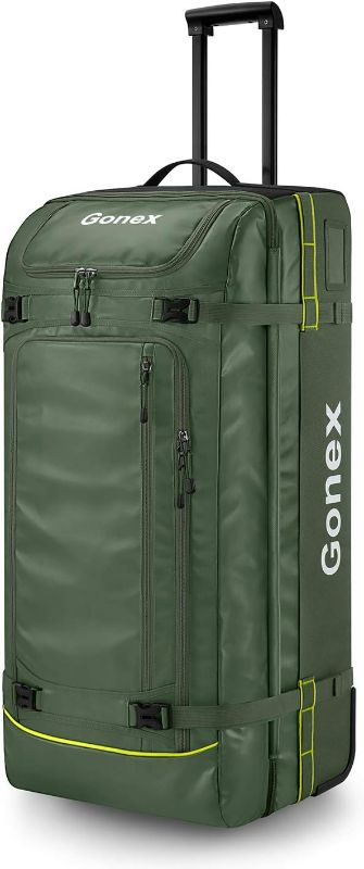 Photo 1 of (READ FULL POST) Gonex Rolling Duffle Bag with Wheels, 100L Water Repellent Large Wheeled Travel Duffel Luggage with Rollers 33 inch, Olive Green
