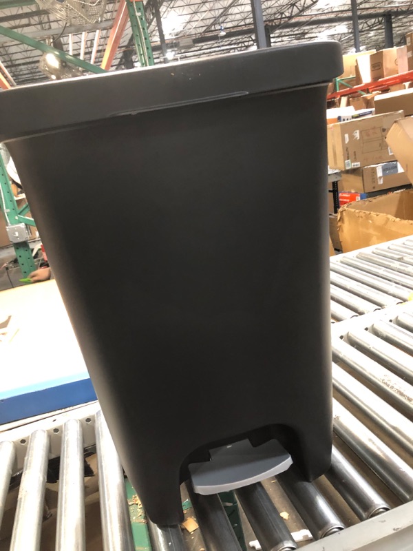 Photo 4 of Glad 13 Gallon Trash Can | Plastic Kitchen Waste Bin with Odor Protection of Lid | Hands Free with Step On Foot Pedal and Garbage Bag Rings, Black Black 13 Gallon