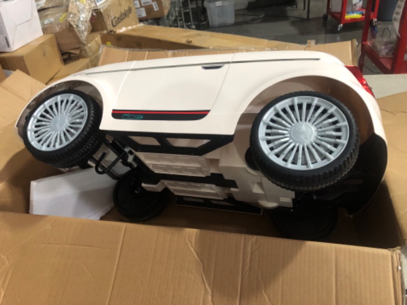 Photo 8 of ***USED - LIKELY MISSING PARTS - UNABLE TO VERIFY FUNCTIONALITY***
BEST RIDE ON CARS Fiat 500 12v DuoDrive KidPro Ride-On Car in White with Dual-Drive Mode, Manual and Remote Control Mode, Charging Protection, White