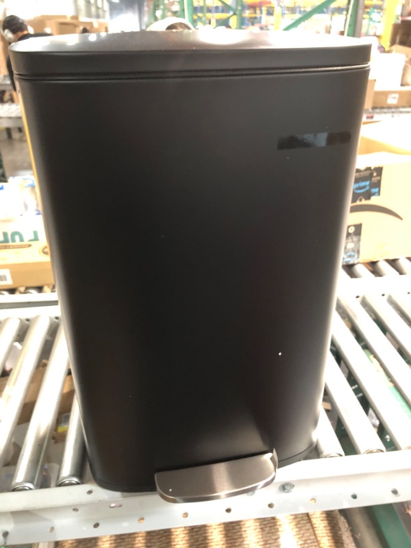 Photo 4 of SONGMICS 13 Gallon Trash Can, Stainless Steel Kitchen Garbage Can, Recycling or Waste Bin, Soft Close, Step-On Pedal, Removable Inner Bucket, Black ULTB050B01 13.2 Gal Black