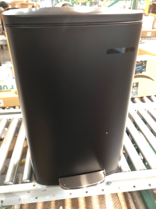 Photo 5 of SONGMICS 13 Gallon Trash Can, Stainless Steel Kitchen Garbage Can, Recycling or Waste Bin, Soft Close, Step-On Pedal, Removable Inner Bucket, Black ULTB050B01 13.2 Gal Black