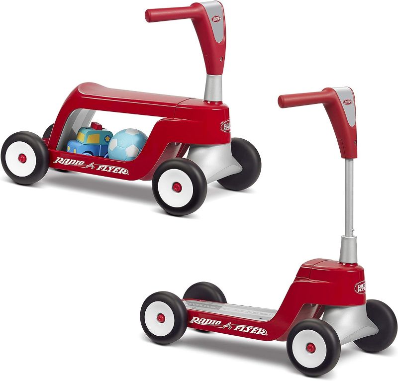 Photo 1 of Radio Flyer Scoot 2 Scooter, Toddler Scooter or Ride on, Ages 1-4,Red & Helmet, Toddler & Kids Bike Helmet for Ages 2-5, Red Scooter