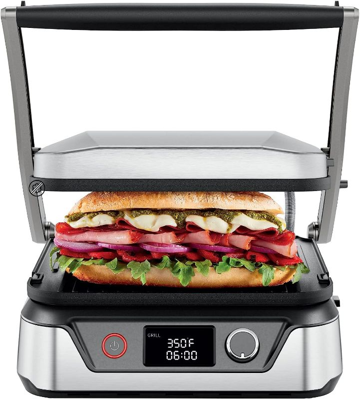 Photo 1 of ***USED - DOESN'T POWER ON - UNABLE TO TROUBLESHOOT***
Chefman 5-in-1 Digital Panini Press Grill Sandwich Maker and Griddle Grill Combo with Removable, Reversible Dishwasher-Safe Grilling Plates, Opens 180° for Indoor BBQ /Flat Top Grill, Stainless steel