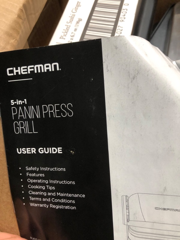Photo 1 of ***USED - DOESN'T POWER ON - UNABLE TO TROUBLESHOOT***
Chefman 5-in-1 Digital Panini Press Grill Sandwich Maker and Griddle Grill Combo with Removable, Reversible Dishwasher-Safe Grilling Plates, Opens 180° for Indoor BBQ /Flat Top Grill, Stainless steel