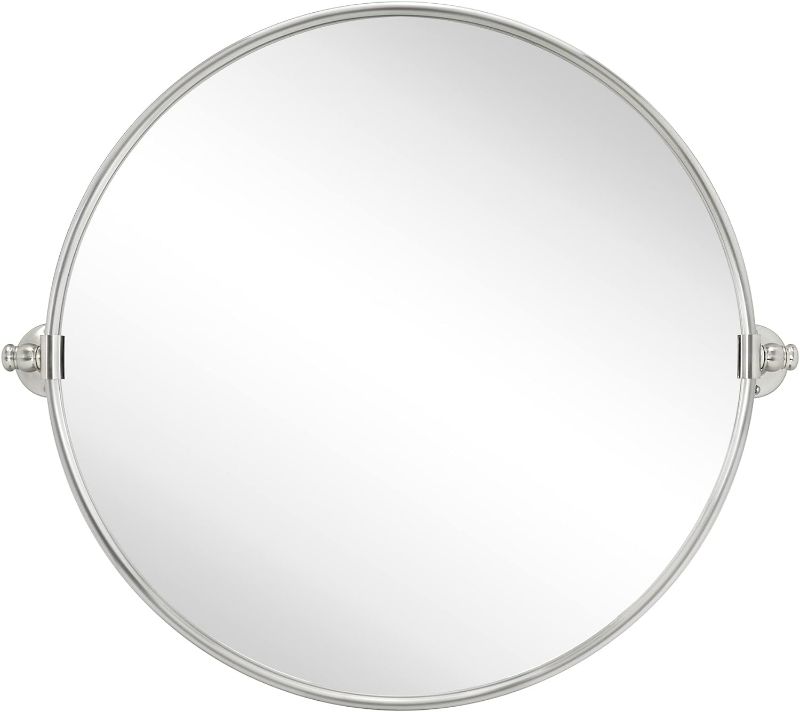 Photo 1 of ***USED - MISSING MOUNTING HARDWARE - SEE PICTURES***
TEHOME Round Pivot Bathroom Mirror Brushed Nickel Circle Metal Framed Tilting Beveled Vanity Mirrors for Wall, 24"