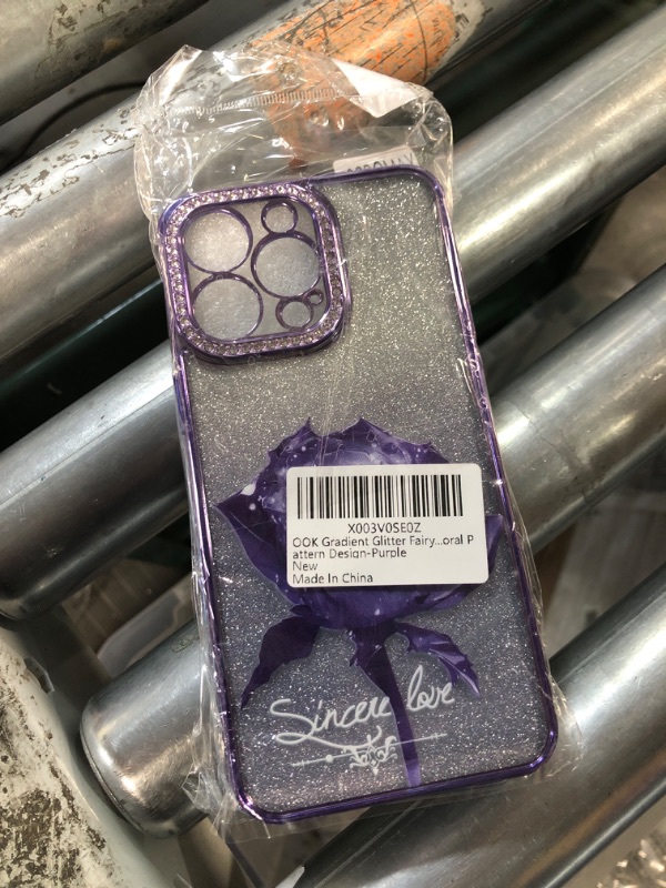 Photo 2 of **bundle of 2 ** nonrefundable**
OOK Gradient Glitter Fairy Rose Case for iPhone 14 Pro Max Slim Thin Bling Sparkle Plating Rhinestone Soft TPU Phone Case for 14 Pro Max Phone Cover with Rose Floral Pattern Design-Purple Purple iPhone 14 Pro Max and blue 