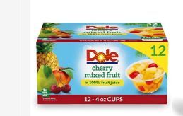 Photo 1 of **expires on DEC 15 2024
Dole Fruit Bowls Cherry Mixed Fruit with Pineapple Apple Immunity Essentials Powder by The Secret Nature of Fruit, 4 Oz Cups (12 Count) and 15 Packets