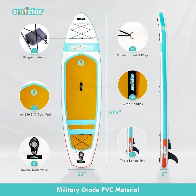 Photo 4 of (NON-REFUNDABLE) surfstar Inflatable Paddle Board, Stand Up Paddle Boards for Adults, 10’6’’x33’’x6” Paddleboard Lightweight SUP 