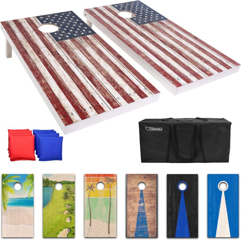 Photo 1 of GoSports 4 ft x 2 ft Regulation Size Premium Wood Cornhole Set - Vintage Wood Designs