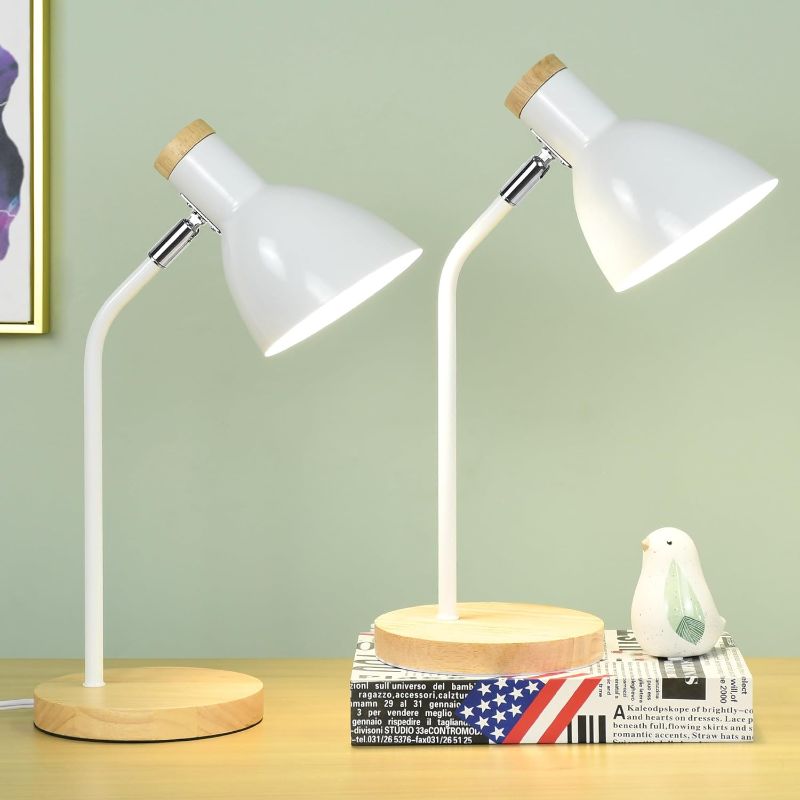 Photo 1 of 
Lampwell Helle White Office Desk Lamp for Home Office,Adjustable Desk Lamp for Bedrooms,Set of 2,Wood Desk Lamp for Desk