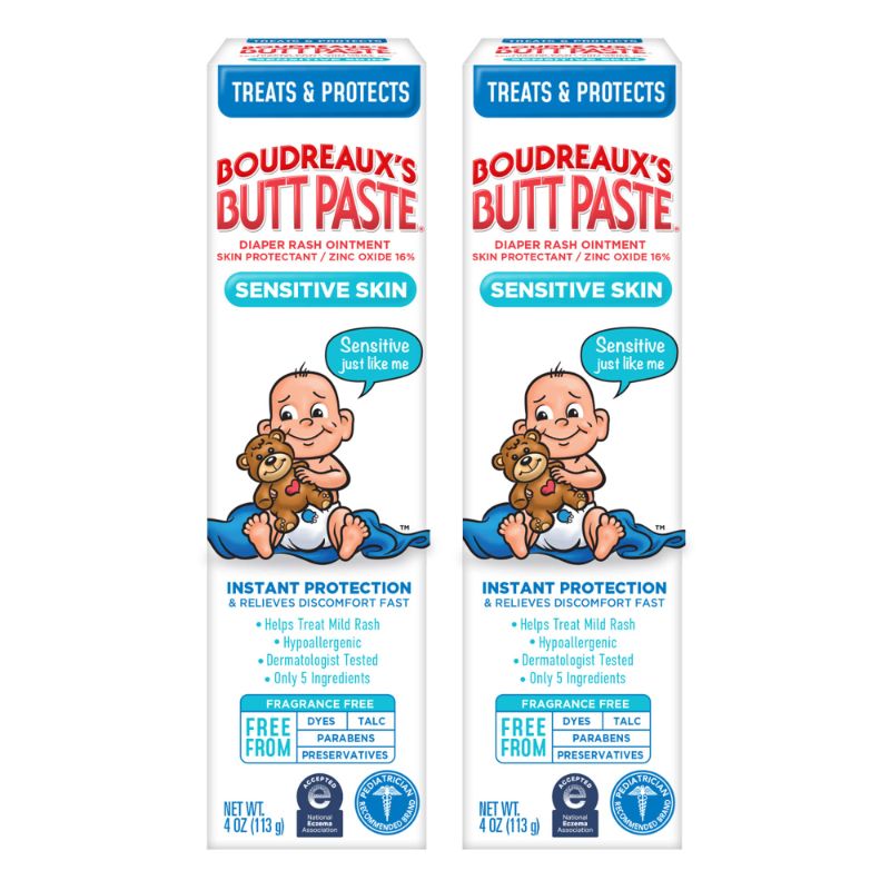 Photo 1 of Boudreaux's Butt Paste for Sensitive Skin Diaper Rash Cream, Ointment for Baby, 4 oz Tube, 2 Pack 4 Ounce (Pack of 2)