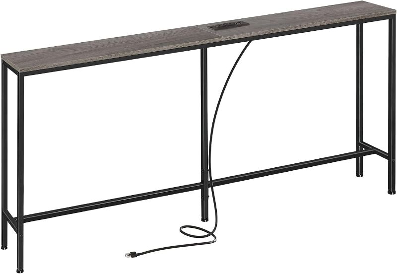 Photo 1 of (READ FULL POST) Inch Console Table with Outlet, Sofa Table -Charcoal Gray - (7.9"D x 70.8"W x 31.1"H) 