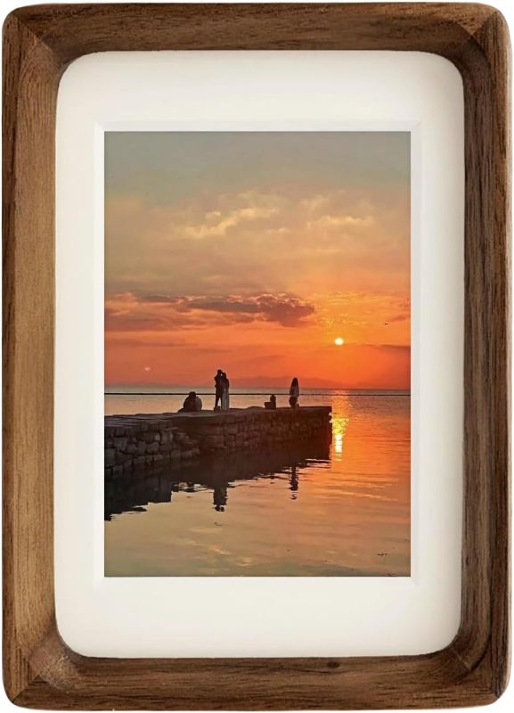 Photo 1 of (STOCK PHOTO FOR SAMPLE ONLY) -  6x8 Picture Frame Wood with 5x7 Mat,Natural Solid Walnut Wood Photo