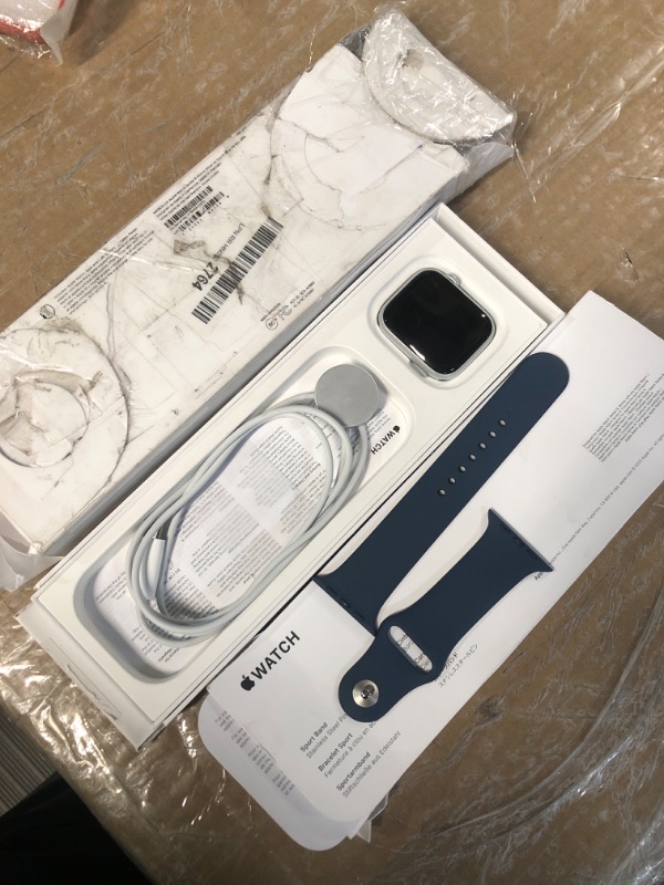 Photo 2 of *READ NOTES*
Apple Watch Series 9 [GPS 45mm] Smartwatch with Storm Blue Aluminum Case with Silver Sport Band M/L. Fitness Tracker, Blood Oxygen & ECG Apps, Always-On Retina Display Silver Aluminum Case with Storm Blue Sport Band 45mm M/L - fits 160–210mm 