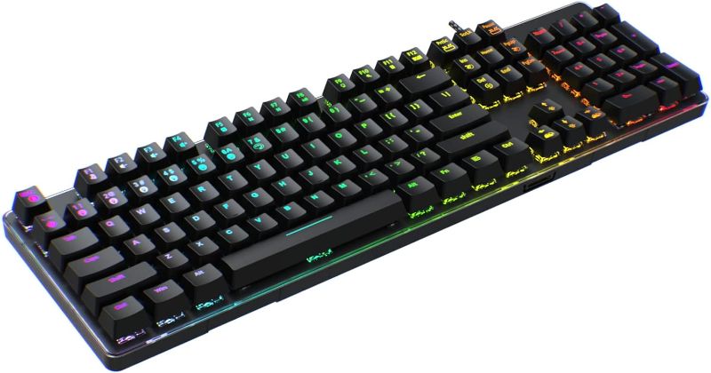 Photo 1 of Mechanical Gaming Keyboard - 104 Keys Light Strike Switch Quite Office Computer Keyboard - Multi Color RGB Led Backlit - USB Wired Ergonomic Laptop Keyboard for PC/Windows/Mac Gamer