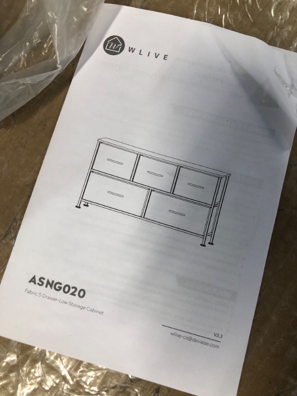 Photo 5 of *FOR PARTS ONLY* MISSING PARTS
WLIVE Dresser for Bedroom with 5 Drawers, Wide Chest of Drawers, Fabric Dresser, Storage Organizer Unit with Fabric Bins for Closet, Living Room, Hallway, Nursery, Charcoal Black Charcoal Black 11.8"D x 39.4"W x 21.7"H