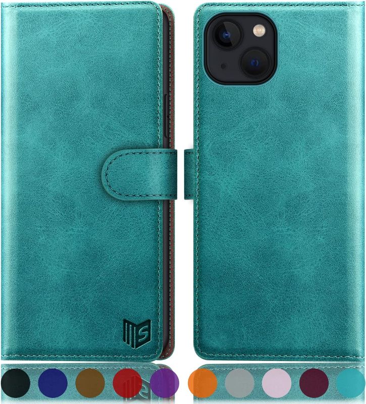 Photo 1 of for iPhone 14 6.1" 2-in-1 Detachable Wallet case with Credit Card Holder?RFID Blocking?,Flip Folio Book PU Leather Protective Cover Women Men for Apple 14 Phone case Blue Green