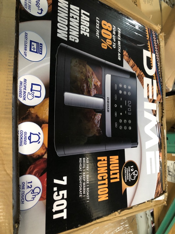 Photo 1 of ***SEE NOTES***DEIME Air Fryer 7.5 QT 1700W Oilless Oven Healthy Cooker Air Fryers Large Capacity with 12 Presets, Visible Cooking Window, LCD Touch Screen, Customerizable Cooking, Non-Stick Basket (Black)