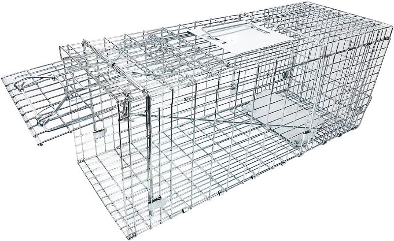 Photo 1 of  Large Collapsible Humane Live Animal Cage Trap No-Kill Trapping Kit for Humane Catch Release Rabbits, Stray Cat, Squirrel, Raccoon, Other Fit Sized Animals, Heavy Duty, 2-Doors 32" x 11.5" x 12.5"