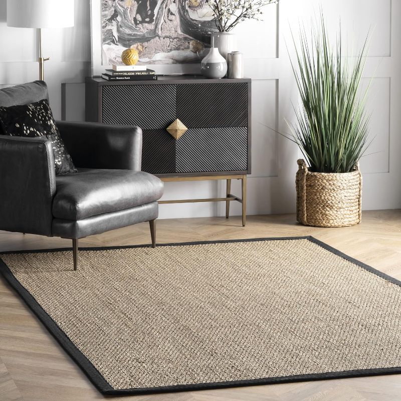 Photo 1 of  nuLOOM Elijah Farmhouse Seagrass Area Rug, 5x8, Black