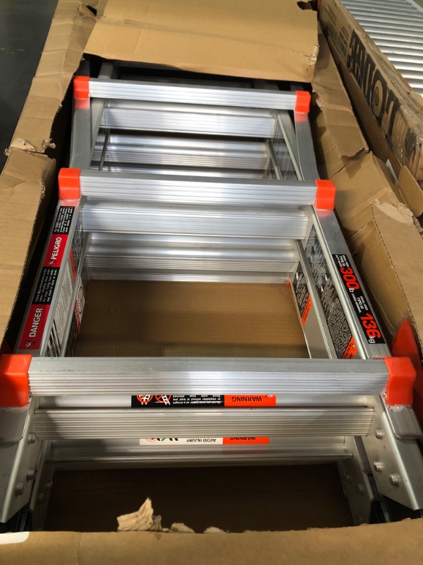 Photo 1 of Little Giant Ladders, Velocity, M22, 6-18 Foot, Multi-Position Ladder, Aluminum, Type IA, 300 lbs Weight Rating, (15422-001) & Project Tray, Ladder Accessory, Plastic, 25 lbs Weight Rating, (15012) 22 Ft. Without Levelers Ladder + Project Tray