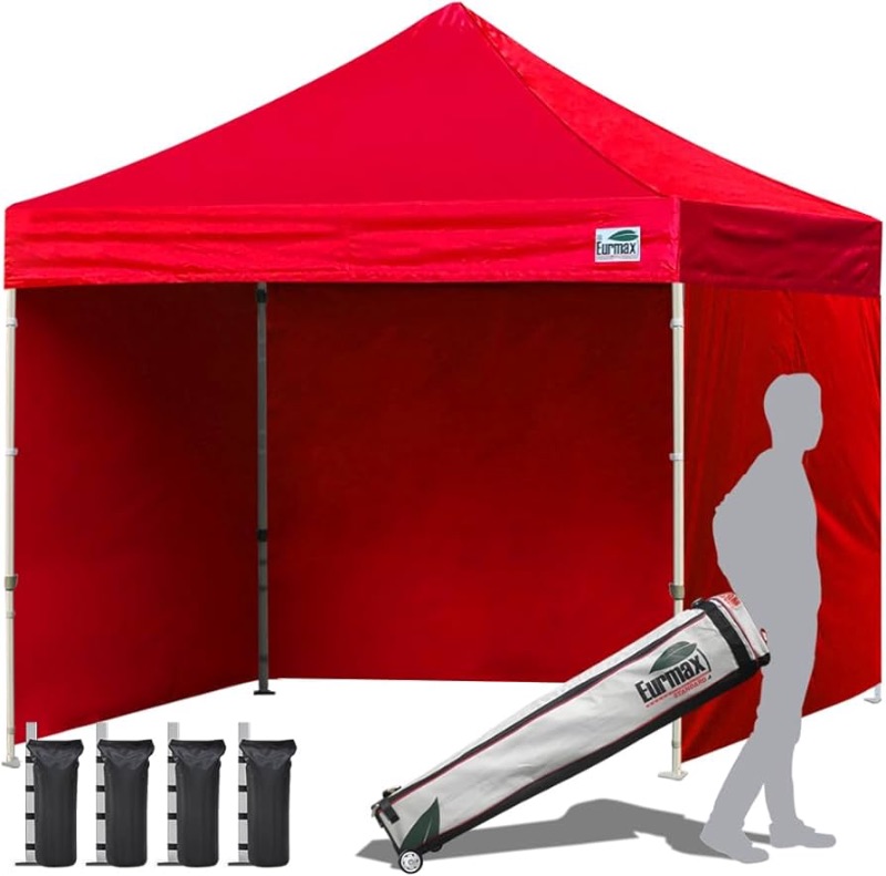 Photo 1 of **NONREFUNDABLE**FOR PARTS OR REPAIR**SEE NOTES**
Eurmax USA 10'x10' Pop-up Canopy Tent Commercial Instant Canopies with 4 Removable Zipper End Side Walls and Roller Bag, Bonus 4 SandBags(Red)