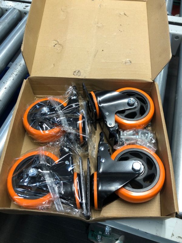 Photo 2 of (MISSING HARDWARE)
4 Inch Caster Wheels, Casters Set of 4, Heavy Duty Casters with Brake 2200 Lbs, Locking Industrial Swivel Top Plate Casters Wheels for Furniture and Workbench Cart(Two Hardware Kits Include)